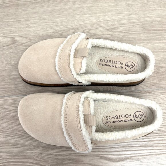 White Mountain Baylen Suede Upper Faux Shearling Trim Clog Sz 7M - Picture 5 of 9